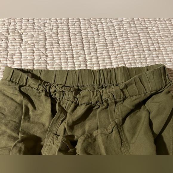 MADEWELL Olive Green Elastic Waist Pull-On Linen Blend Wide-Leg Relaxed Pants L - Picture 8 of 8